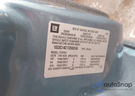 2007 Chevrolet Silverado 1500 Lt1 из США, поврежденный, VIN 1GCEC14C17Z582249